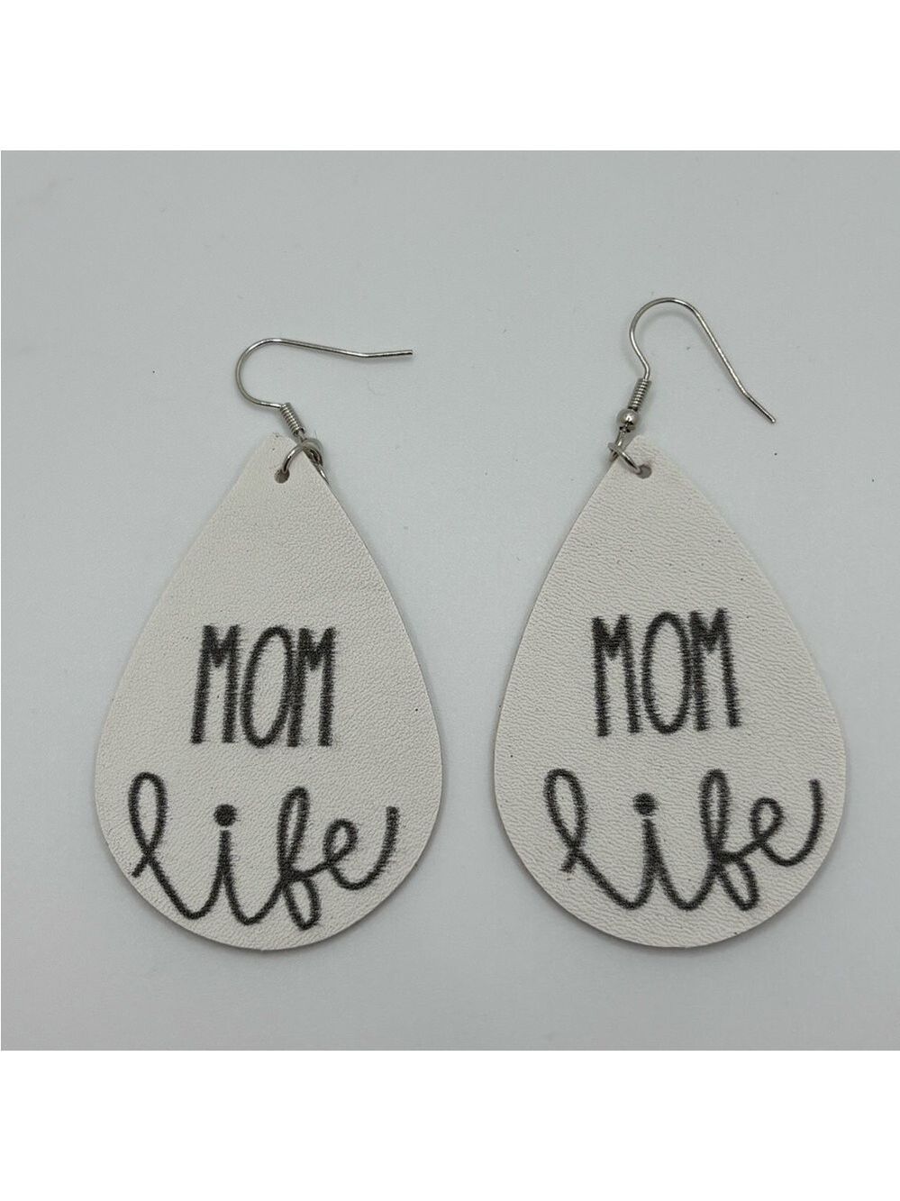 White Mom Life Teardrop Earrings